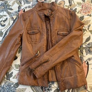 Camel Faux Leather Jacket